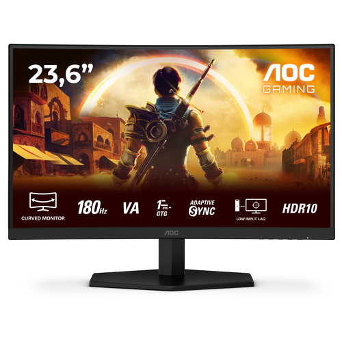 AOC MONITOR VA 24" (23.8) FHD CURVO 0.5MS 180HZ HDMI DP COLUNAS C24G42E - AOC C24G42E