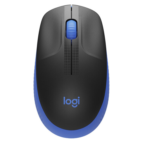 Logitech M190 Full Size Wireless USB 1000dpi Mouse - 3 botões - Tamanho grande - Uso ambidestro - Preto/Azul - Logitech 910-005907