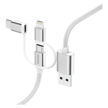 Cabo HAMA 3-in-1 Micro-USB Cable, Adapter for USB Type-C & Lightning, 0.2m, white - Hama 00183306