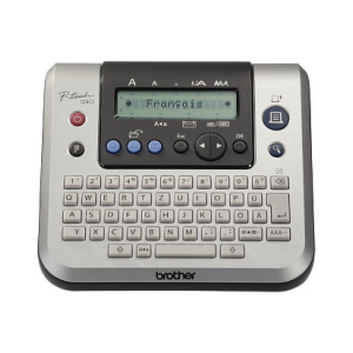 Brother Label Printer, QWERTZ, 10 mm/seg, AAA, Preto, Prateado - Brother PT1280CB