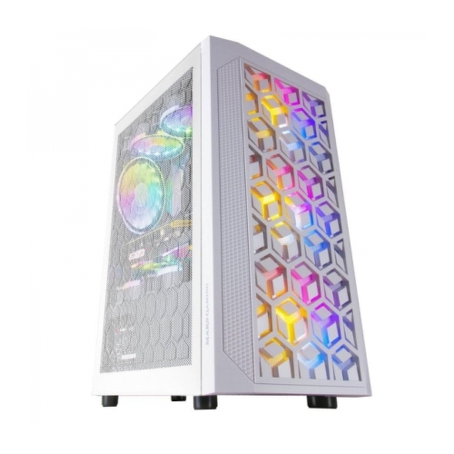 Mars Gaming MCMESH Caja Compacta Gaming - Tecnologia MESH 360º - 3 Ventiladores FRGB 120 mm - Soporte Refrigeracion Liquida - Gestion de Cableado - Filtros Antipolvo - Color Blanco - Mars Gaming 295077