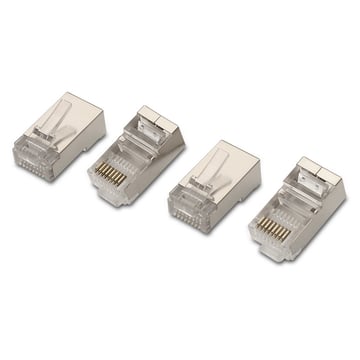 Pacote Aisens de 10 Conectores RJ45 8 Fios FTP Cat.5e AWG24 - Cor Prata - Aisens A138-0293