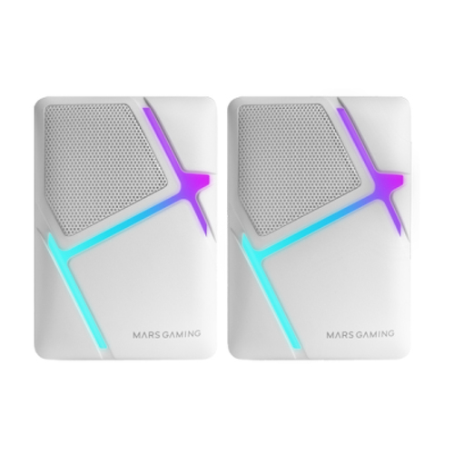 Colunas MARS GAMING MS-H, RGB GAMING, 10W 3D-SURROUND INVERTED DRIVER SYSTEM, VOLUME CONTROL, WHITE - Mars Gaming MSHW