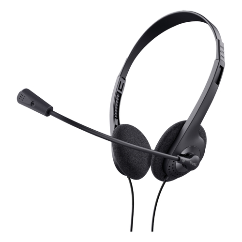 Auscultadores Trust com microfone - Controlo de volume - Banda para a cabeça ajustável - 2 cabos adaptadores de 3,5 mm - Trust 24659