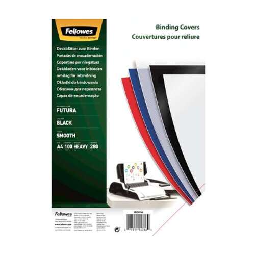Fellowes Conjunto de 100 capas de polipropileno A4 - 280 mícrons - Resistente - Preto - Fellowes 5476603
