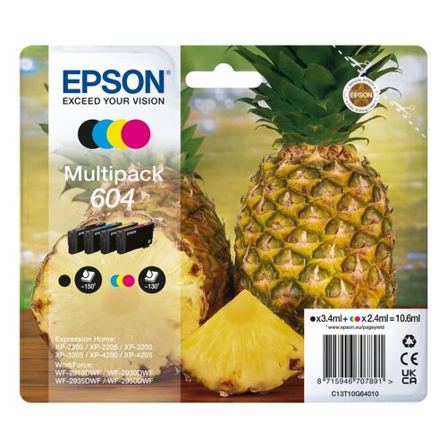 Epson 604 Pacote de 4 Cartuchos de Tinta Original - C13T10G64010 - Epson C13T10G64010