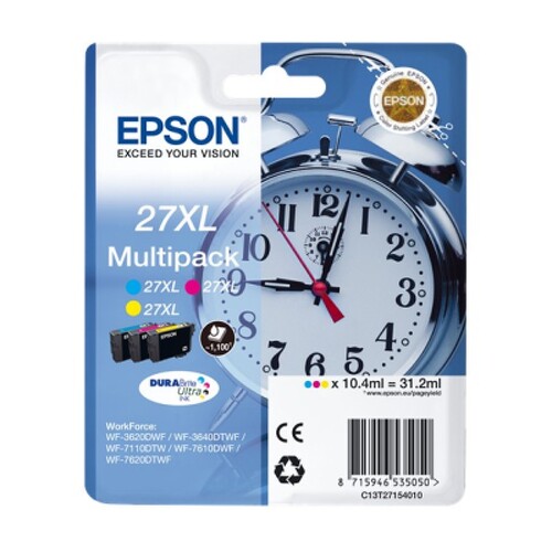 Pacote de 3 cartuchos de tinta originais Epson T2715 (27XL) - C13T27154012 - Epson C13T27154012