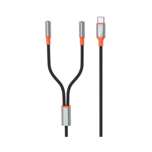 Divisor de áudio estéreo de duas vias XO - Ideal para utilizar 2 auscultadores ao mesmo tempo - Cabo de 1M - Cor preta - XO 289702