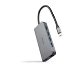 Hub USB-C 8 em 1 Nanocable - USB-C 3.1 para 3 x USB-A 3.0 + USB-C PD 100W + HDMI 4K@60Hz + RJ45 + TF + SD - Alumínio - 18cm - Cor cinzenta - Nanocable 10.16.4609