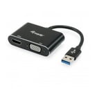 Adaptador Equip USB 3.0 para HDMI/VGA - Taxa de transferência 5 Gbit/s - Resolução máxima 1920x1080p - Cor preta - Equip 133386