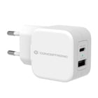 CONCEPTRONIC CARREGADOR 1xUSB-C 1xUSB 20W QC 3.0 WHITE - Conceptronic 120548603101