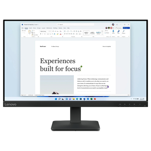 L24-4e - 27'' inch FHD Monitor (IPS Panel, 100 Hz, 4ms, HDMI, VGA) - Tilt Stand - Lenovo 68C2KAC1EU