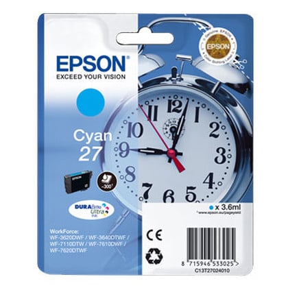 Epson Alarm clock 27 DURABrite Ultra tinteiro 1 unidade(s) Original Ciano - Epson C13T27024010