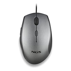 Rato USB NGS Moth Gray 1600dpi + Adaptador USB-A para USB-C - 5 botões - Uso com a mão direita - Cabo de 1,80 m - Cinzento/Preto - NGS 236662