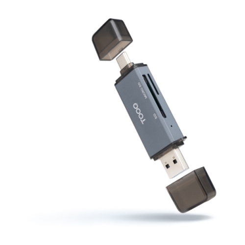 Leitor de cartões Tooq USB-C e USB-A - Compatível com SD, Micro SD e TF - Cinzento - Tooq TQR-3001G