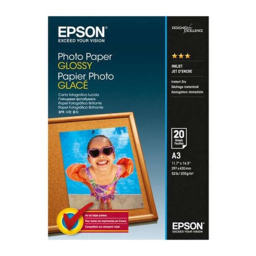 Epson Papel Fotografico Glossy A3 20 Hojas - 297x420mm - 200gr - Epson C13S042536
