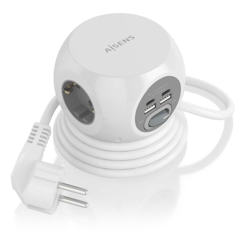 Extensão de mesa multifunções Aisens com 3 tomadas + 2xUSB-C - 2xUSB-A - 1,4 m - Branco - Aisens 238107