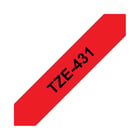 Fita Laminada 12mmx8mts Fundo Vermelho / Texto Preto - Brother BROTZ431