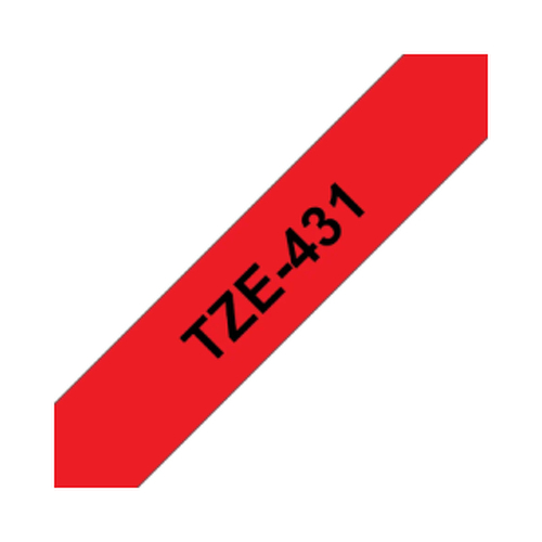 Fita Laminada 12mmx8mts Fundo Vermelho / Texto Preto - Brother BROTZ431