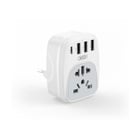 Adaptador de ficha internacional XO - 2500W de potência - USBx3 + USB-C - Branco - XO 289647