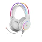 Auricular para jogos Mars com microfone flexível - iluminação RGB - banda para a cabeça ajustável - almofadas almofadadas - controlo no ouvido - cabo de 1,80 m - Mars Gaming MHRGBW