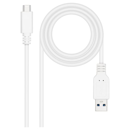 Cabo USB 3.1 Gen2 10Gbps 3A USB-C/M-A/M Nanocable - 1,0 m - Branco - Nanocable 232207