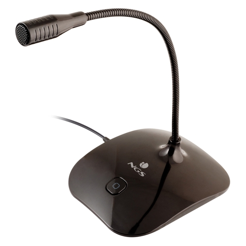 NGS MS115 Microfone omnidirecional - Ajustável - Botão Mute - Cabo de 1,50 m - Ficha de 3,5 mm - Cor preta - NGS MS115