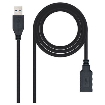 Cabo nanocabo USB-A 3.0 macho para USB-A fêmea 2m - Nanocable 10.01.0902-BK