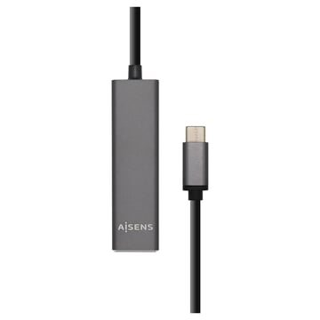 Aisens HUB USB 3.1 USB-C - USB-C Macho para 4x Tipo A Fêmea - 15cm - Cor Cinza - Aisens A109-0403