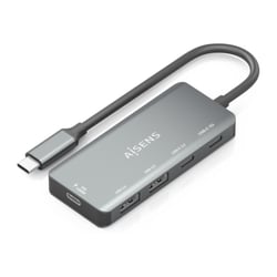 Concentrador Aisens USB-C 3.1 - USB-C PD 100W/2xUSB-C/2xUSB-A 2.0 - 15cm - Cor cinzenta - Aisens A109-0946