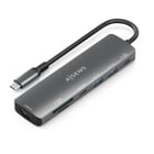 Dock USB-C Aisens 7 em 1 - USB-C para 1xHDMI - 2xUSB-A - 1xUSB-C - 1xUSB-C 100W - 1xSD - 1xMicroSD - 15cm - Cor Cinza - Aisens ASUC-7P026-GR