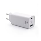 EWENT CARREGADOR FAST 2xUSB-C 1xUSB-A POWER DELIVERY (65W) BRANCO - Ewent EW1323