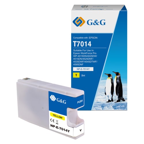 G&G Epson T7014 Amarelo Cartucho de Tinta Compatível, 35 ml - Tinteiro Compatível C13T70144010