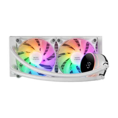 Watercooling MARS GAMING ML-LCD240, AIO 500W TDP, 2X FDB ARGB FANS, WHITE - Mars Gaming MLLCD240W