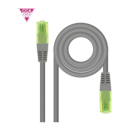 Cabo de Rede Nanocable Cat.6 UTP AWG26 CCA Patchcord - Comprimento 0.30m - Cor Cinzento - Nanocable 306548