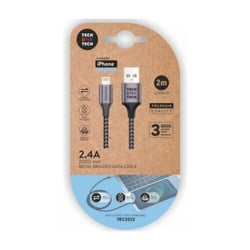 TechOneTech Cabo USB-A macho para Lightning macho 2m - Revestido a nylon - TechOneTech 241472