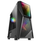 Caixa semi-torre Mars Gaming MC777 Infinity Mirror ATX, Micro ATX, Mini-ITX - Lado de vidro temperado - Iluminação ARGB - Tamanho do disco rígido 2,5", 3,5" - USB-A 3.0, USB-A 2.0 e áudio - 2 ventoinhas FRGB de 120 mm - Suporta arrefecimento líquido - Mars Gaming MC777