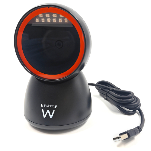 Leitor Código Barra USB, 1D 2D QR, Hands-Free, Scanner Automático com detetor de imagem - Ewent EW3450