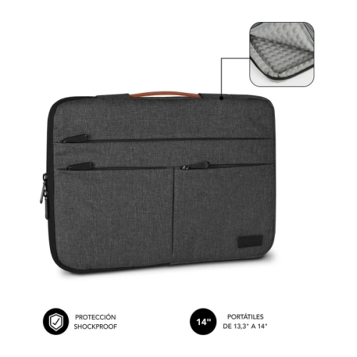Bolsa para portátil Subblim Air Padding 360 13,3" a 14" - Proteção 360º com Air Padding - Vários bolsos - Resistente e durável - Cor cinzento escuro - Subblim SUBLS-AP36001