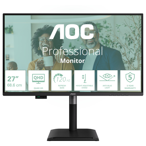 AOC MONITOR IPS 27" 16:9 QHD 4MS 120HZ HDMI DP USB COLUNAS HAS Q27P4CV - AOC Q27P4CV