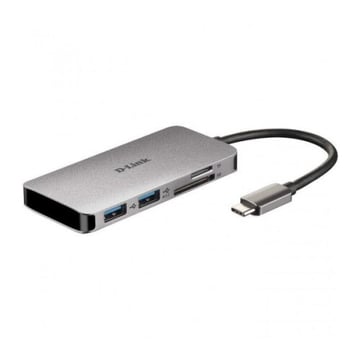 Leitor SD, MicroSD, HDMI 4K, USB-C, 2x USB 3.0 - D-Link USB-C 6 em 1 Hub - D-Link DUB-M610