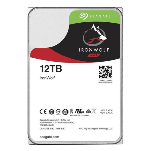 SEAGATE NAS HDD 12TB IronWolf 7200rpm 6Gb/s SATA 256MB cache 3.5inch 24x7 CMR for NAS and RAID Rackmount Systeme BLK - Seagate ST12000VN0008