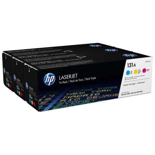 HP Pack Triplo de Toner LaserJet Original 131A Ciano/Magenta/Amarelo - U0SL1AM