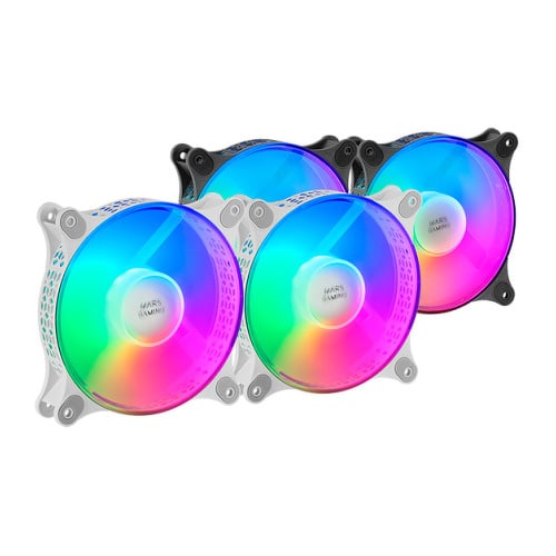 MARS GAMING VENTOINHA MFDUO 12CM 2XFAN KIT FRGB ULTRA SILENT WHITE - Mars Gaming MFDUOW