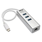 EATON TrippLite 3-Port USB-C Hub with LAN Port, USB-C to 3x USB-A Ports and Gbe, USB 3.0, White - Eaton U460-003-3A1G