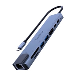 CoolBox MiniDock C81 USB-C - 1x HDMI 4K, 2x USB 3.2 Gen1, 1x USB-C PD, 1x USB-C, 1x SD, 1x MicroSD/TF, 1x RJ45 10/100/1000 - Compatível com PC, MAC e consola - Alumínio - Cor cinzenta - Coolbox COO-DOCK-C-81
