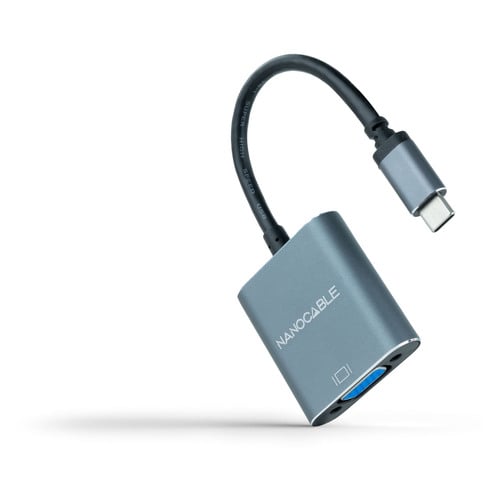 Conversor USB-C para VGA Nanocable - Alumínio - 10cm - Cor cinzenta - Nanocable 10.16.4101-G