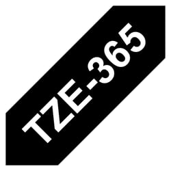 Fita de etiquetas laminadas genéricas Brother TZe365 - Texto branco sobre fundo preto - Largura 36 mm x 8 metros - BR-TZE365
