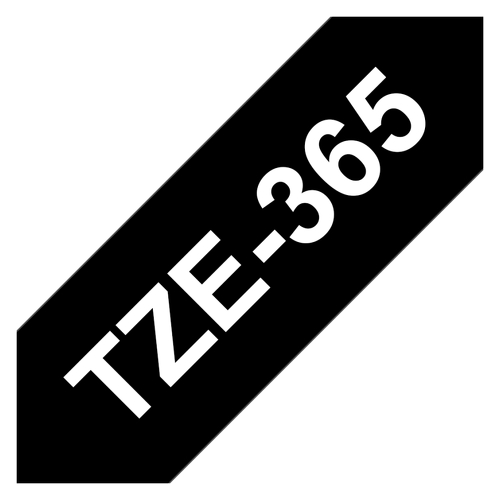 Fita de etiquetas laminadas genéricas Brother TZe365 - Texto branco sobre fundo preto - Largura 36 mm x 8 metros - BR-TZE365