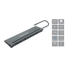 Estação de ancoragem USB-C 12 em 1 da Conceptronic com 2x HDMI, 1x USB-C PD, 1x DisplayPort, 1x Gigabit LAN, 2x USB-A 3.0, 1x USB-A 2.0, 1x USB-C Data, 1x SD, 1x TF/MicroSD, 1x Áudio - Conceptronic DONN17G